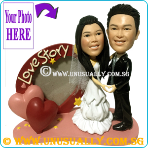 Custom 3D Wedding Couple On Love Heart Photo-Frame Figurines